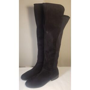 HeartSoul Women's Knee High Black Riding Boots Faux Suede Nylon  Zip Up Size 9